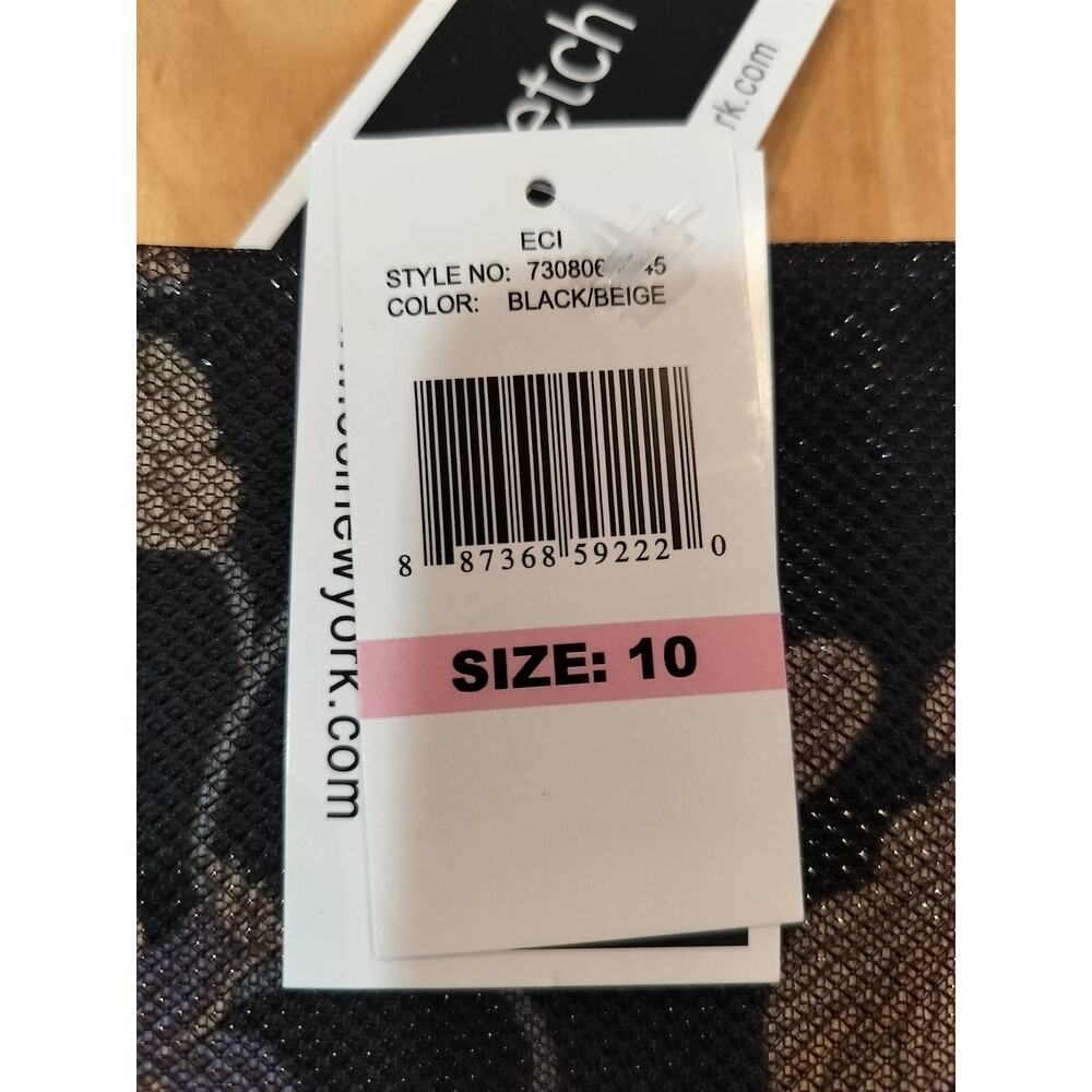 Eci New York Stretch Mesh Floral Skirt Black Beige Midi Pencil Womens 10 - Picture 8 of 10